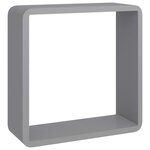 vidaXL Étagères murales sous forme de cube 3 Pièces Gris MDF