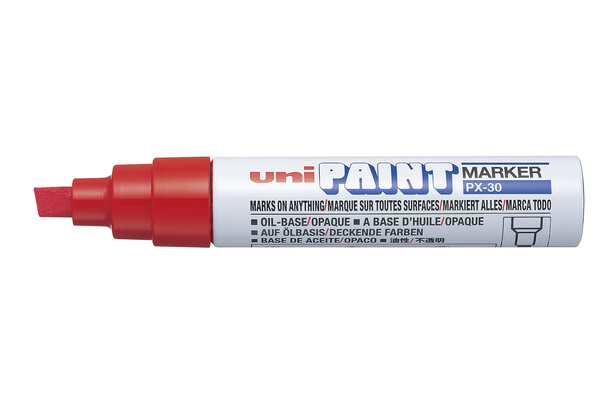 Marqueur PAINT Marker PX30 Pte biseautée large 4 - 8,5mm Rouge UNI-BALL