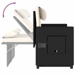 vidaXL Banc inclinable de jardin avec coussins noir résine tressée