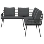 vidaXL Ensemble de Canapé de Jardin de 2 Pièces avec Coussins Noir Poly Rotin
