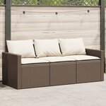 vidaXL Canapé de jardin avec coussins 3 places brun résine tressée