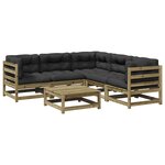 vidaXL Salon de jardin 6 Pièces avec coussins bois de pin imprégné