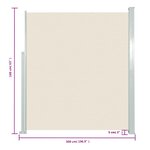 vidaXL Auvent latéral rétractable 160 x 500 cm Crème