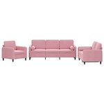 vidaXL Ensemble de canapés 3 Pièces avec coussins rose velours