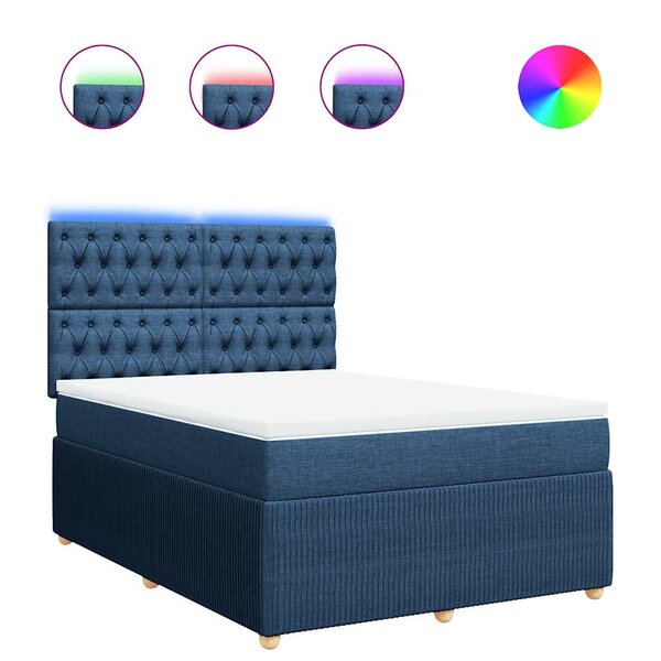 vidaXL Sommier à lattes de lit avec matelas Bleu 160x200 cm Tissu