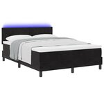 Lit Box Spring vidaXL avec Matelas et LED Noir 160x200 cm Velours