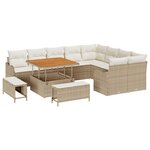 vidaXL Ensemble de 12 pièces de sofas de jardin avec coussins beige rotin poly acacia