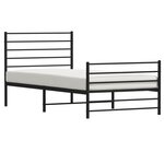 vidaXL Cadre de lit métal avec tête de lit/pied de lit noir 107x203 cm
