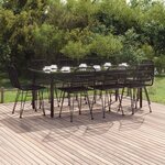 vidaXL Ensemble à manger de jardin 9 Pièces Noir Résine tressée