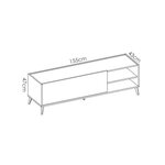Meuble TV 1 abattant 2 niches - Décor graphite et chêne 155 x 43 x Hauteur 47 cm