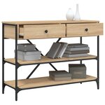 vidaXL Table console avec tiroirs et étagères chêne sonoma