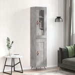 vidaXL Buffet haut Gris béton 34 5x34x180 cm Bois d'ingénierie