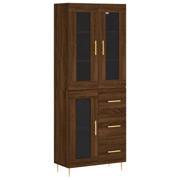 vidaXL Buffet haut Chêne marron 69 5x34x180 cm Bois d'ingénierie