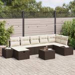 vidaXL Ensemble de canapé de jardin 8 pièces avec coussins marron en rattan synthétique