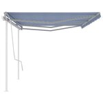 vidaXL Auvent manuel rétractable avec poteaux 6x3 5 m Bleu et blanc
