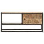 vidaXL Meuble TV avec porte sculptée 90x30x40 cm Bois de manguier brut