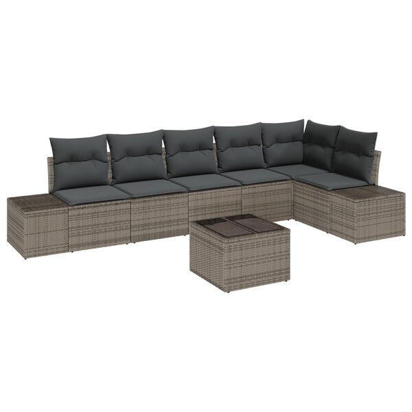 vidaXL Canapé de jardin 6 pièces avec coussins noirs en rotin synthétique