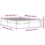vidaXL Cadre de lit sans matelas sonoma gris 135x190 cm