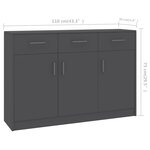 vidaXL Buffet Gris 110x30x75 cm Bois d’ingénierie