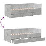 vidaXL Lit de jour avec tiroirs sans matelas gris béton 90x200 cm