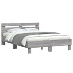 vidaXL Cadre de lit avec tête de lit sonoma gris 135x190 cm