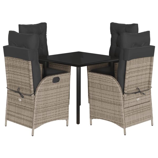 vidaXL Ensemble à manger de jardin 5 Pièces coussins gris résine tressée