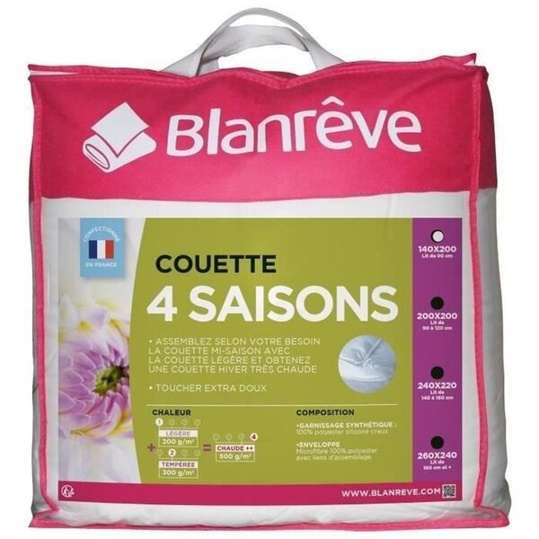 Couette 4 saisons - 140 x 200 cm - Blanc