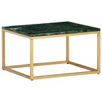 vidaXL Table basse Vert 60x60x35 cm Pierre véritable et texture marbre