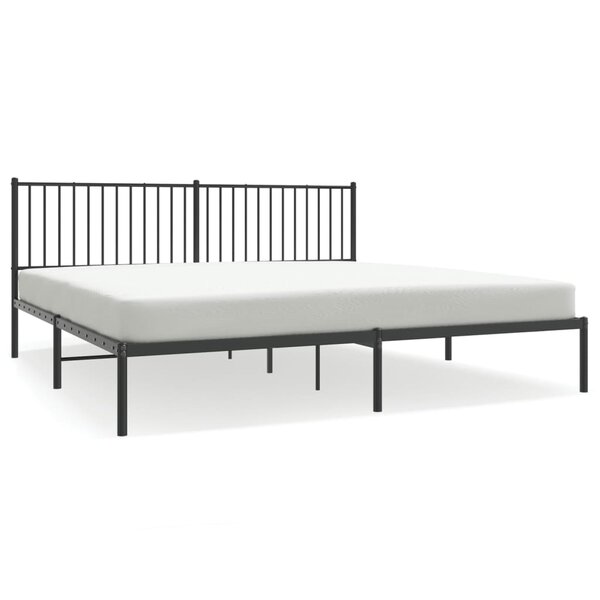 vidaXL Cadre de lit métal avec tête de lit noir 193x203 cm