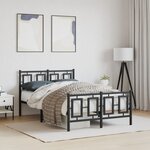 vidaXL Cadre de lit métal sans matelas avec pied de lit noir 120x190cm