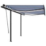 vidaXL Auvent manuel rétractable avec LED 3 5x2 5 m Bleu et blanc
