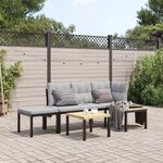 vidaXL Ensemble de banc de jardin avec coussins 3 Pièces noir