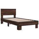 vidaXL Cadre de lit chêne marron 75x190 cm bois d'ingénierie et métal