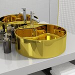 vidaXL Lavabo avec trop-plein 46 5 x 15 5 cm Céramique Doré