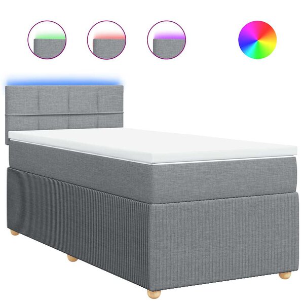 vidaXL Sommier à lattes de lit avec matelas Gris clair 100x200cm Tissu