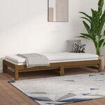 vidaXL Lit coulissant sans matelas marron miel 2x(90x200) cm