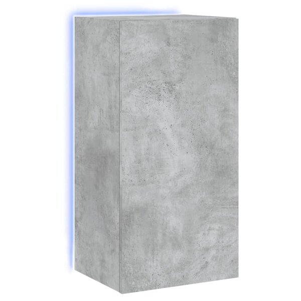 vidaXL Meuble TV mural avec lumières LED gris béton 40 5x35x80 cm
