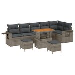 Canapé de jardin de 9 pièces avec coussins gris en rotin