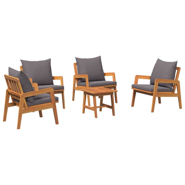 Ensemble Bistro 5 pièces avec coussins en bois d'acacia