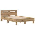 vidaXL Cadre de Lit en Chêne Chêne Artisan Bois Massif 135 x 190 cm
