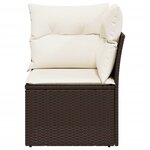 vidaXL Canapé d'angle de jardin avec coussins marron résine tressée