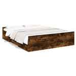 vidaXL Cadre de lit et tiroirs chêne fumé 150x200 cm bois d'ingénierie