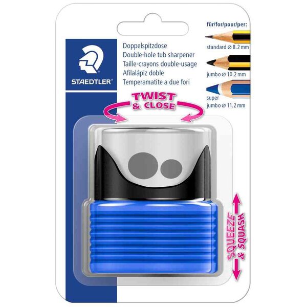Taille-crayon double twist & close  noir/bleu staedtler