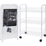 Excellent houseware chariot de cuisine avec 3 paniers blanc