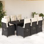 vidaXL Ensemble à manger de jardin 9Pièces coussins noir résine tressée