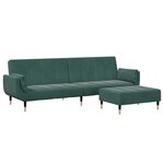 vidaXL Canapé-lit à 2 places avec repose-pied vert foncé velours