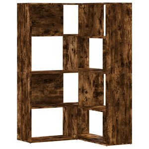 vidaXL Bibliothèque d'angle à 4 niveaux chêne fumé bois d'ingénierie
