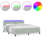 vidaXL Lit à Ressorts avec Matelas et Lumière LED Gris Clair 180x200 cm Velours