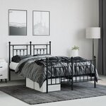 vidaXL Cadre de lit métal sans matelas avec pied de lit noir 120x190cm
