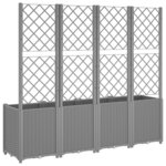 vidaXL Jardinière avec treillis gris clair 160x40x140 cm PP